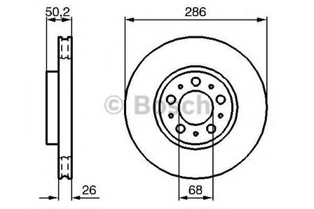 Bosch Geventileerde Remschijf 286mm Vooras Volvo S60 / V70N / S80 / XC70