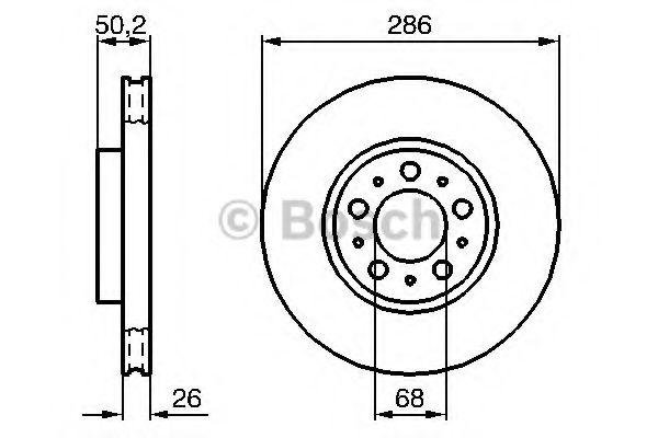 Bosch Geventileerde Remschijf 286mm Vooras Volvo S60 / V70N / S80 / XC70