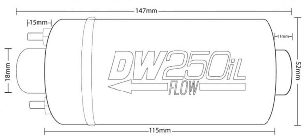 Deatschwerks DW250il 255 ltr/uur inline benzinepomp